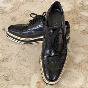 PRADA Wingtip Black Platform Brogues